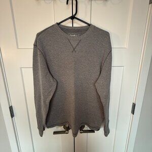 Eddie Bauer Men's Thermal Waffle Knit Long Sleeve Shirt Gray Crewneck Size Large